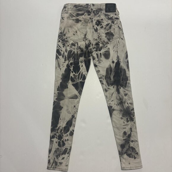 Levi Jeans 721 Womens 28 Black Bleached High Rise Acid Wash Punk Grunge - Picture 6 of 11